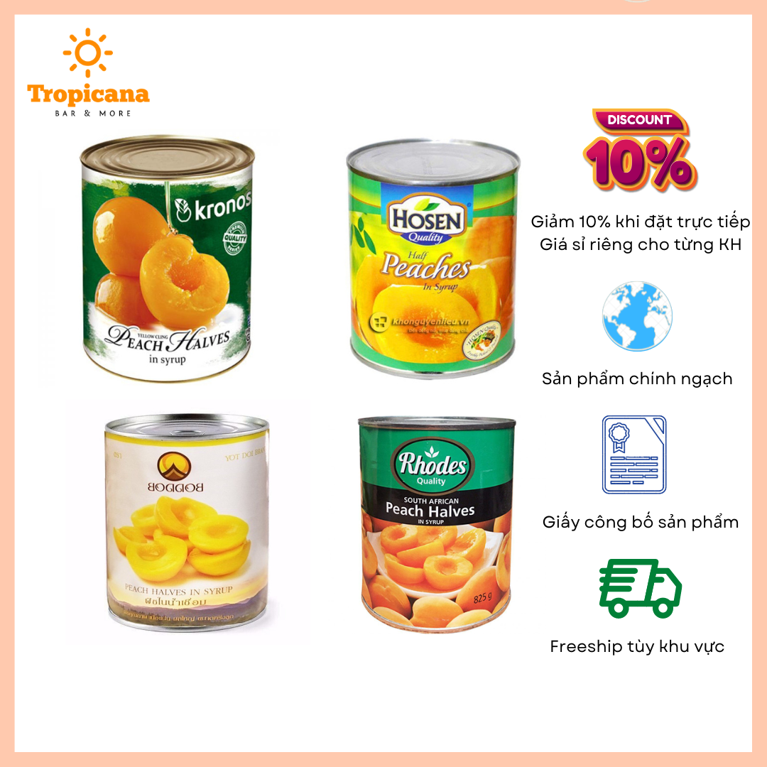  Đào Ngâm Đóng Lon Nhiều Hãng 