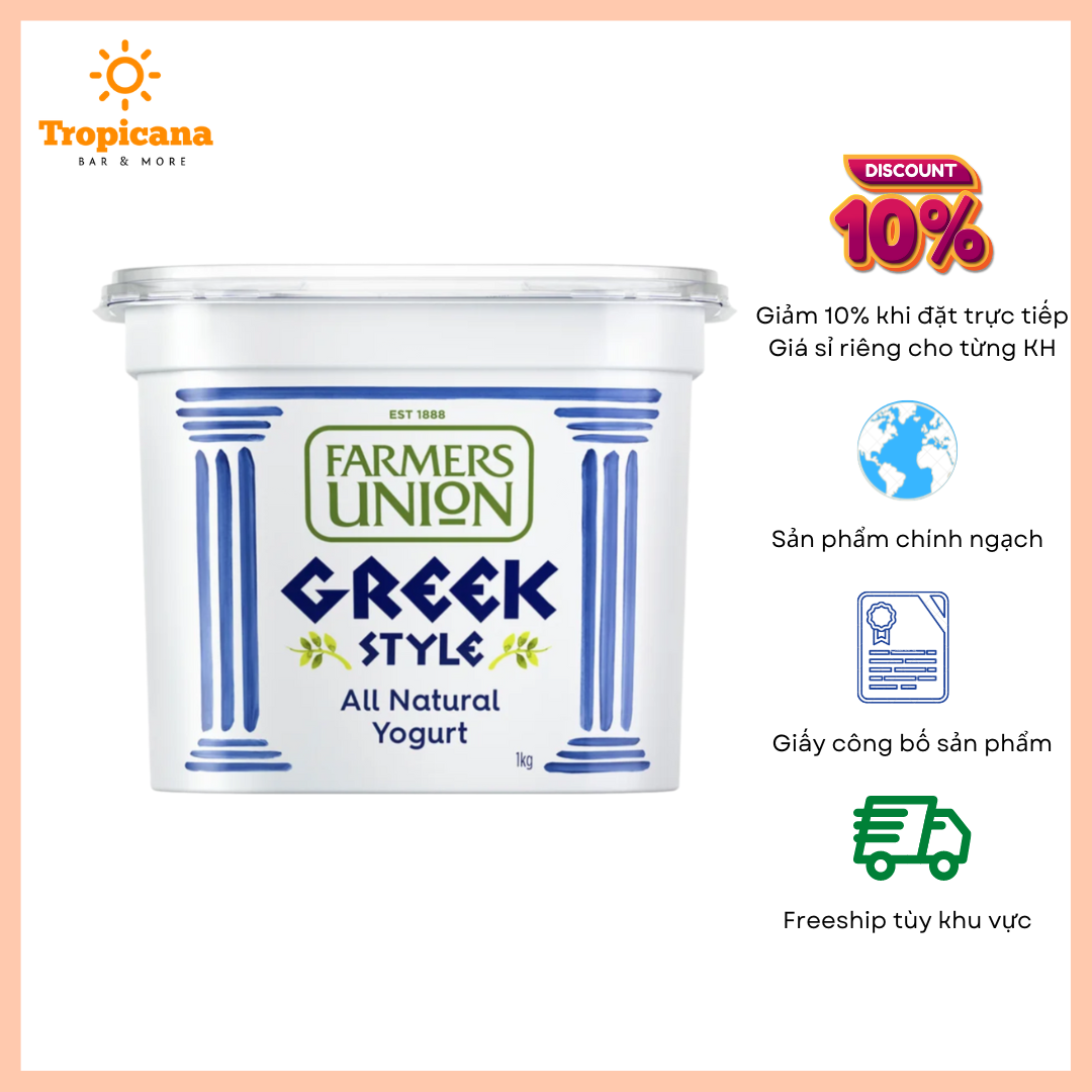  Sữa Chua Tươi Greek Style Farmers Union Nguyên Chất - Hộp 1KG 
