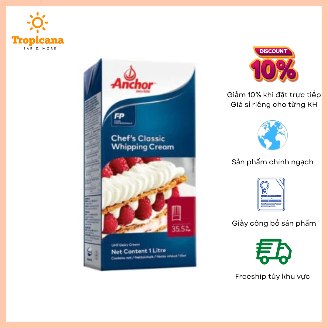  Whipping cream Anchor chef's classic - Hộp 1L 