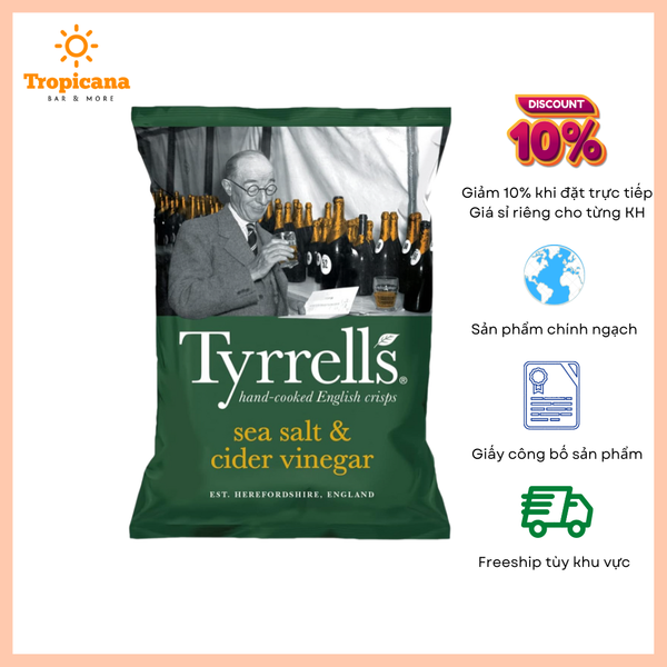  Khoai tây chiên Sea Salted hiệu Tyrells - Bịch 40gr 