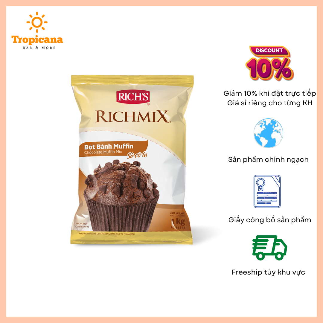  BỘT bánh Muffin socola - Túi 1kg 