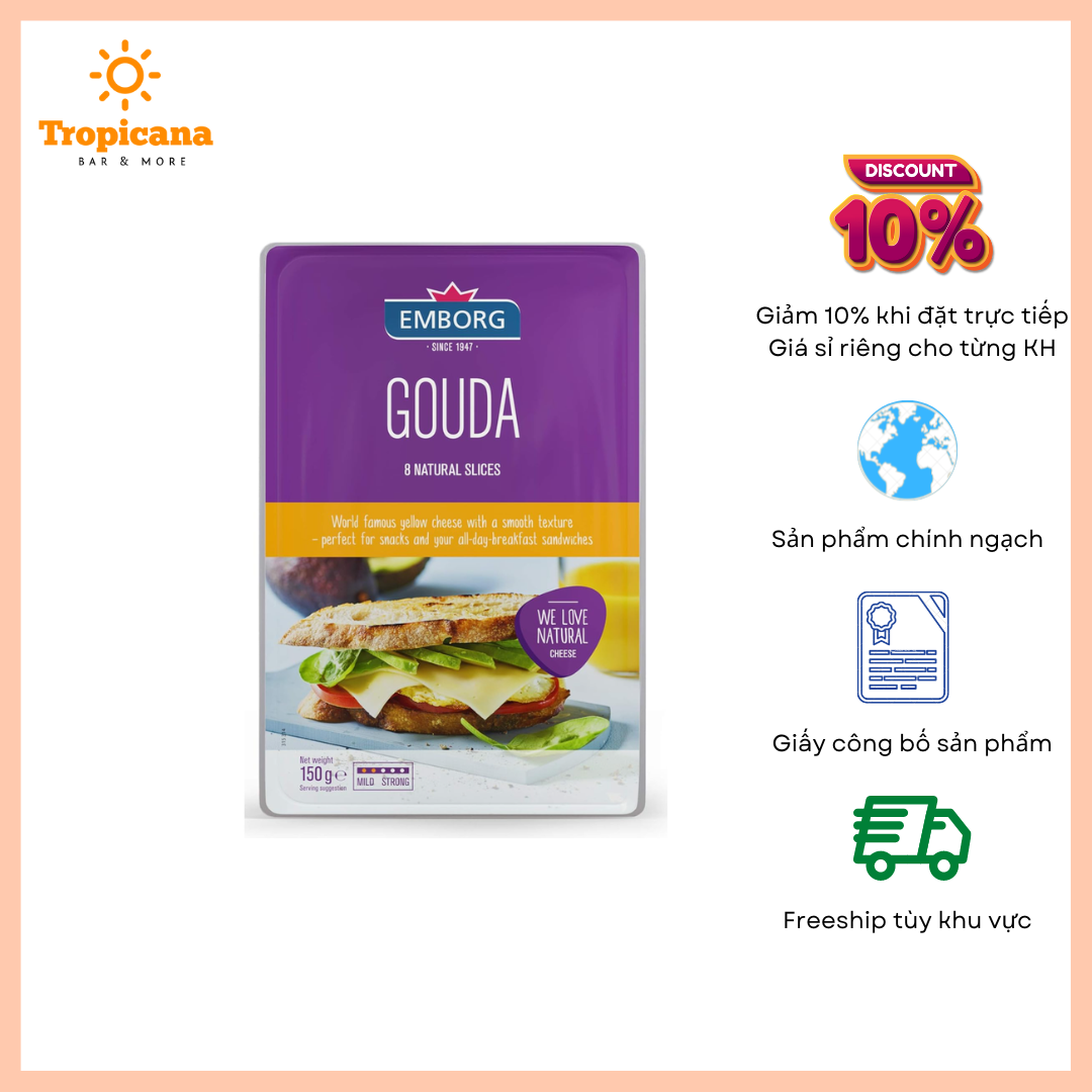  Phô mai Gouda Emborg - Gói 150gr 