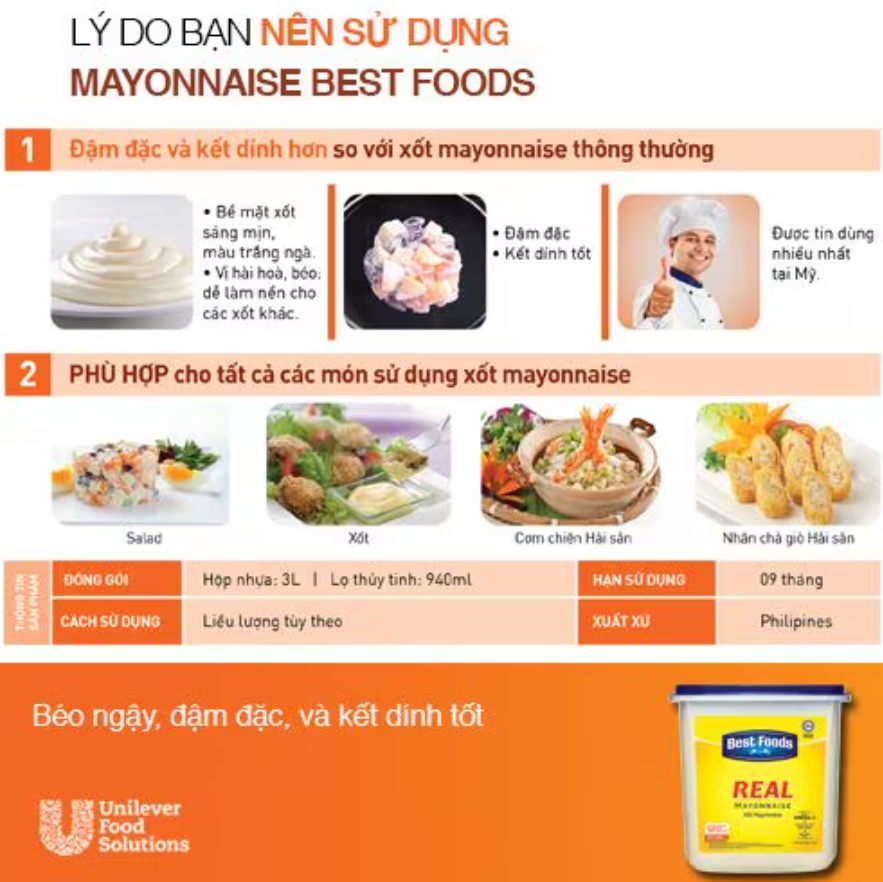  Sốt Mayonnaise Best Food REAL - Hủ 3kg 