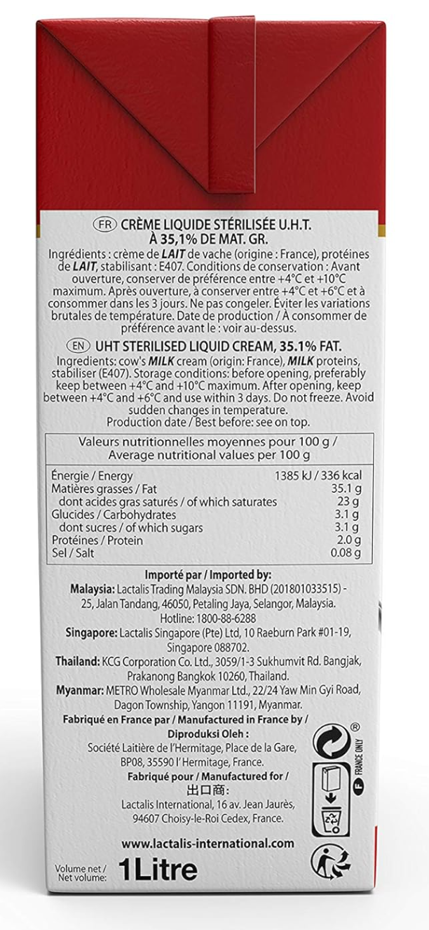  Kem Sữa Tươi Whipping Cream President  - Hộp 1L 