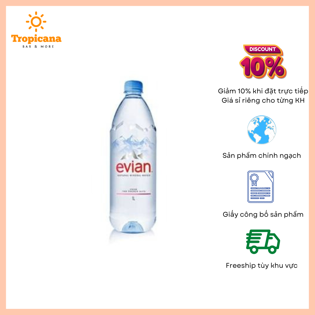  Nước khoáng đóng chai Evian - Chai nhựa 