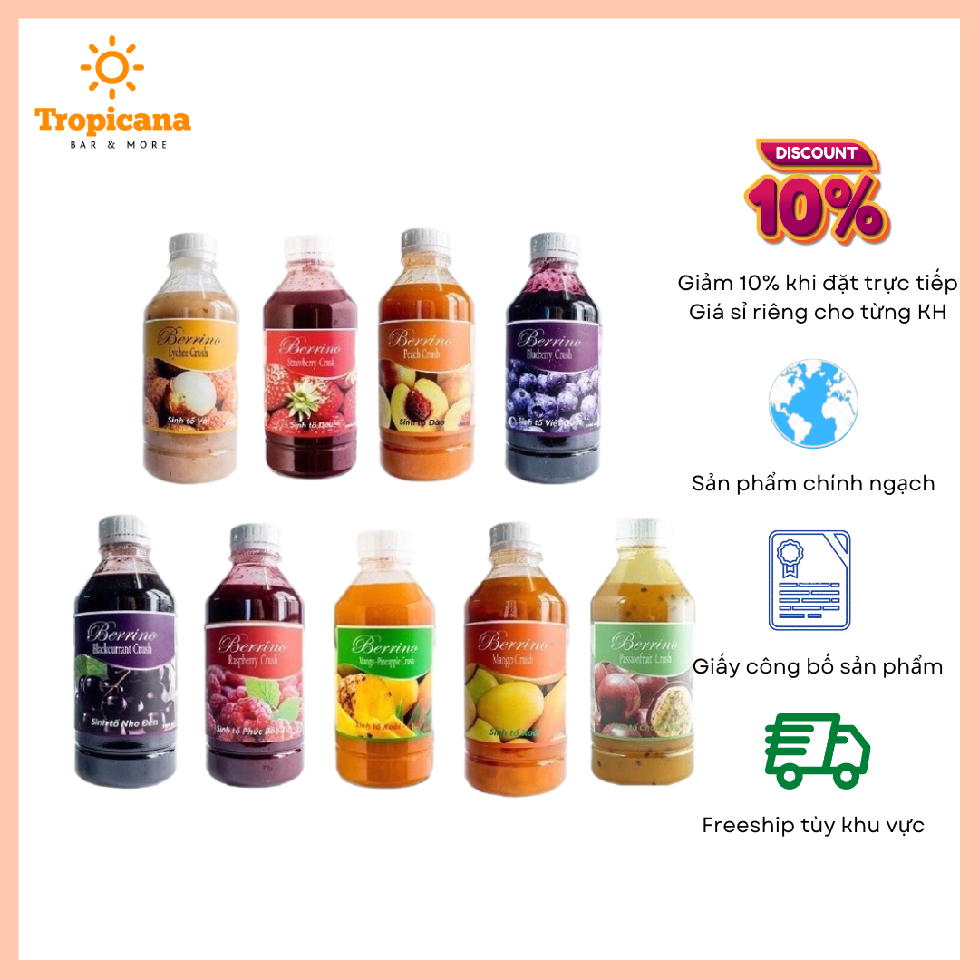  Sinh tố Berrino các vị (Mix vị) - Chai 1L 