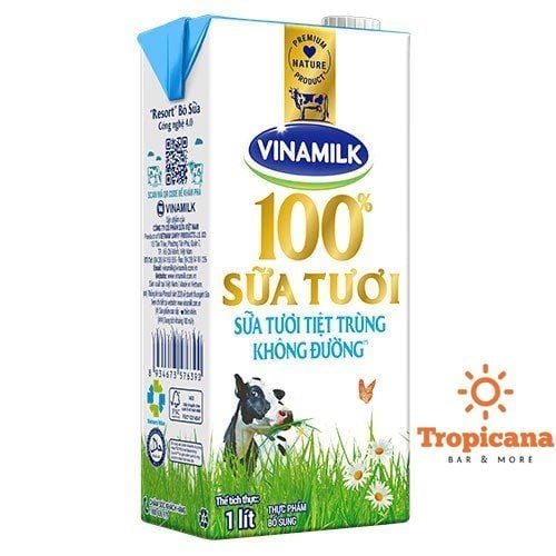  Sữa tươi tiệt trùng không đường 100% Vinamilk 1 - Hộp 1L -  DATE MỚI NHẤT 