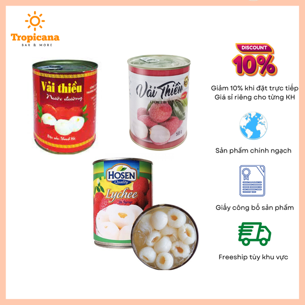  Vải Ngâm Đóng Lon Nhiều Loại 