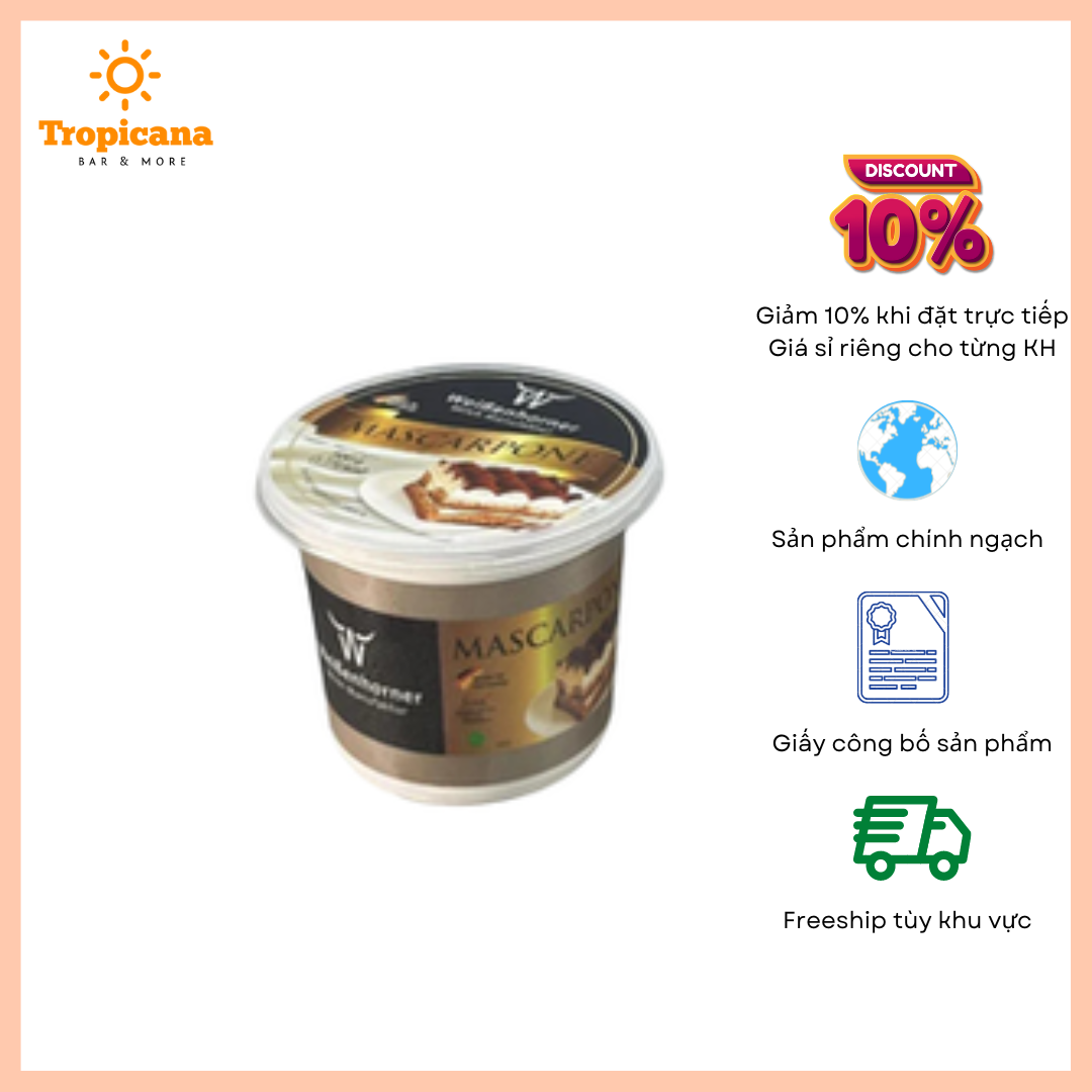  Kem Phô Mai Mascarpone Weibenhorner Đức - Hộp 500g 