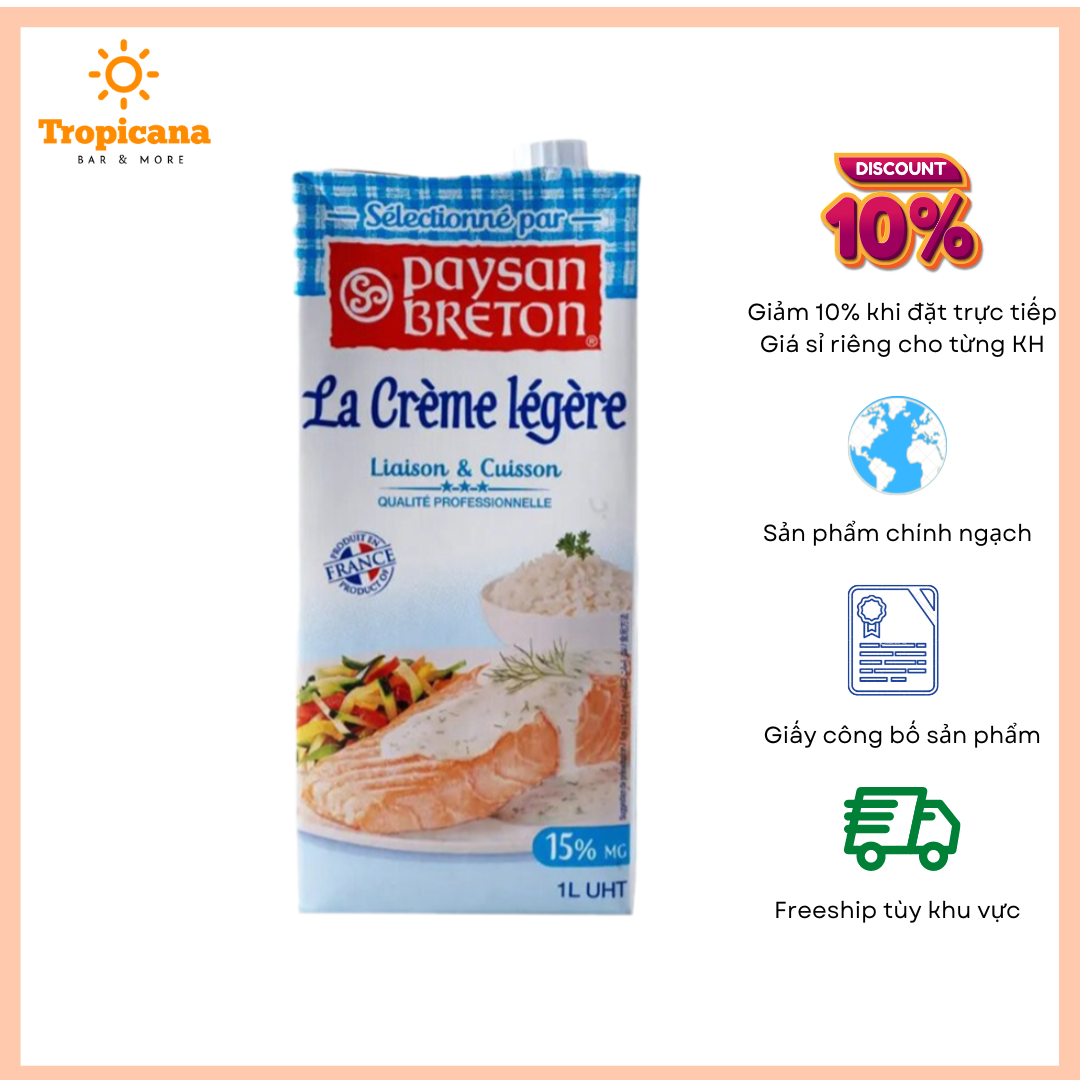  Kem Sữa Nấu Cooking cream Paysan Breton - Hộp 1L 