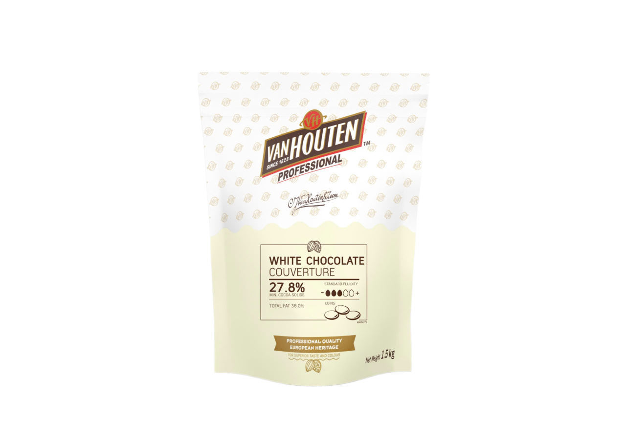  Couverture Chocolate TRẮNG dạng NÚT 27.8% Van Houten - Gói 1.5kg  [KHÁCH ĐẶT HỎA TỐC TRÁNH CHẢY SOCOLA] 