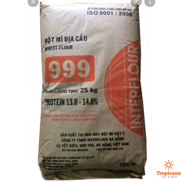 Bột mì cao cấp Interflour Đ.Ị.A C.Ầ.U 999 - Bột mì số 13 - 1kg (Được chiết từ bao 25kg) 