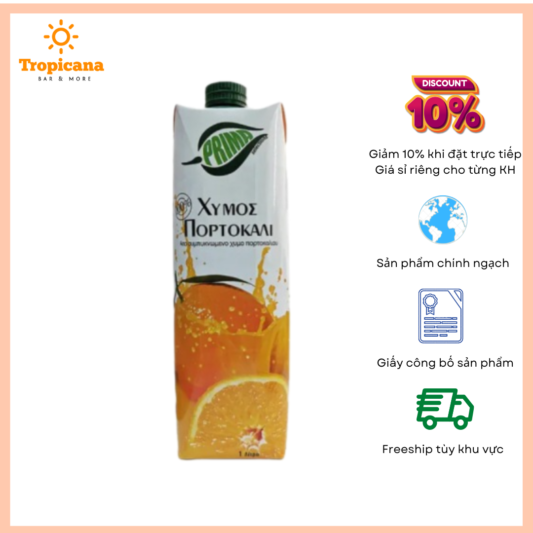 Nước cam 100% Prima - Hộp 1L 