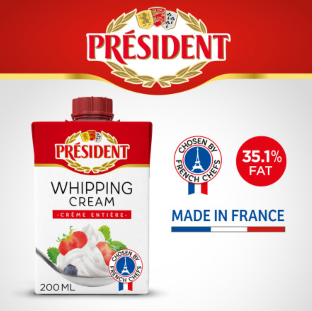  Kem Sữa Tươi Whipping Cream President  - Hộp 200ml 