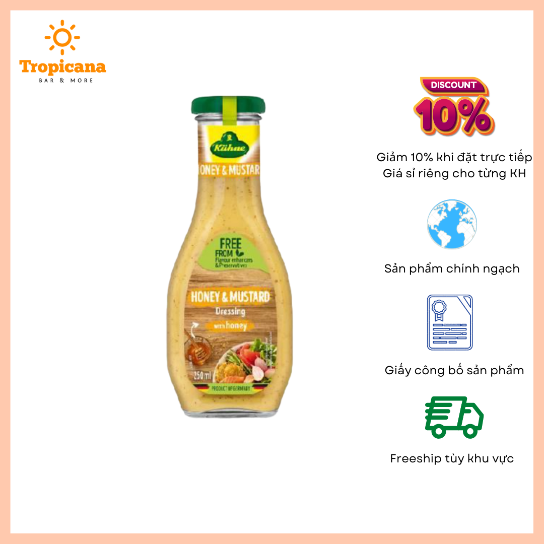  Sốt trộn salad vị mật ong hiệu Kuehne - Chai 250ml 