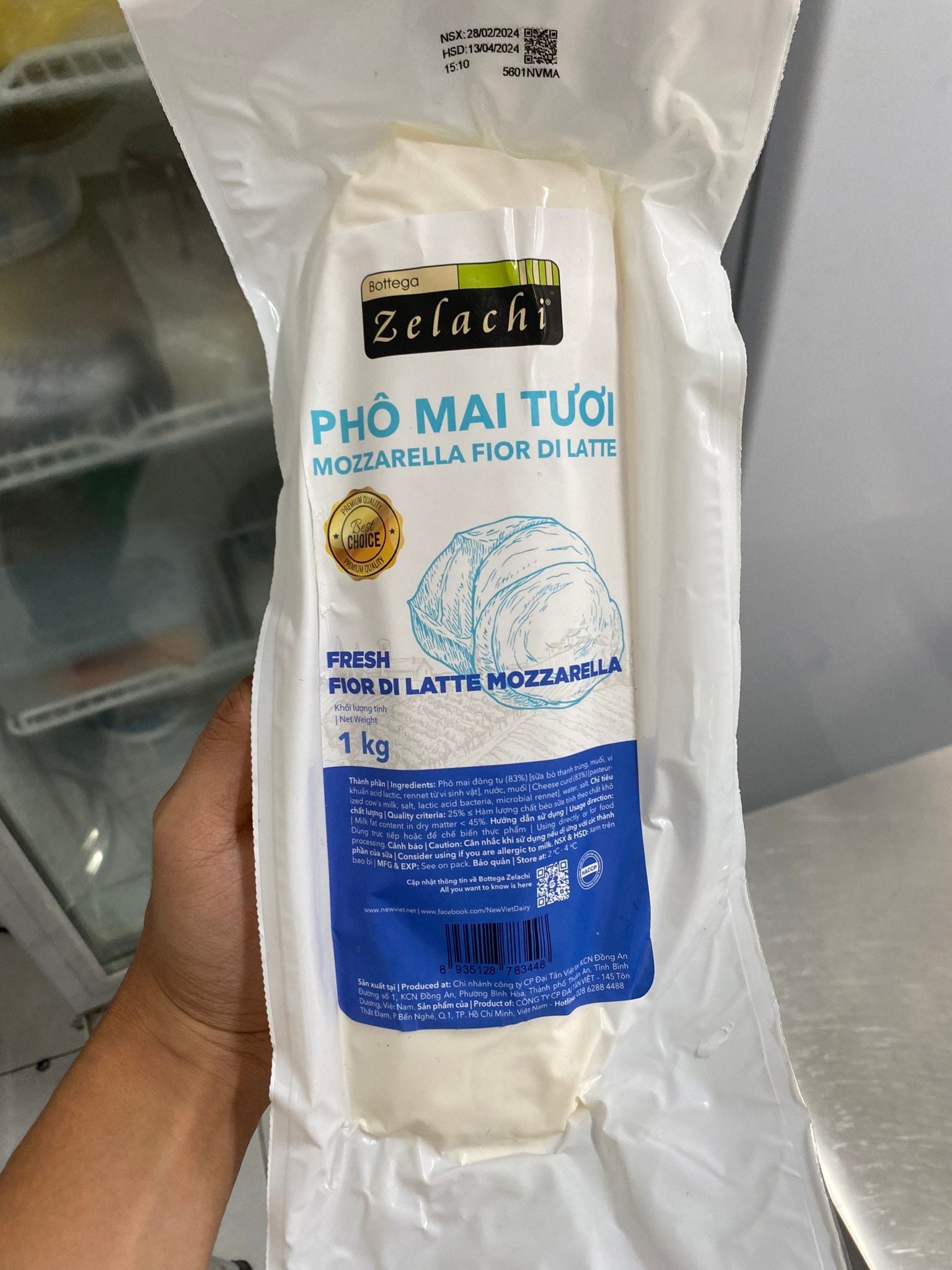  Phô mai tươi MOZZARELLA Fior Di Latte Bottega Zelachi 1kg 