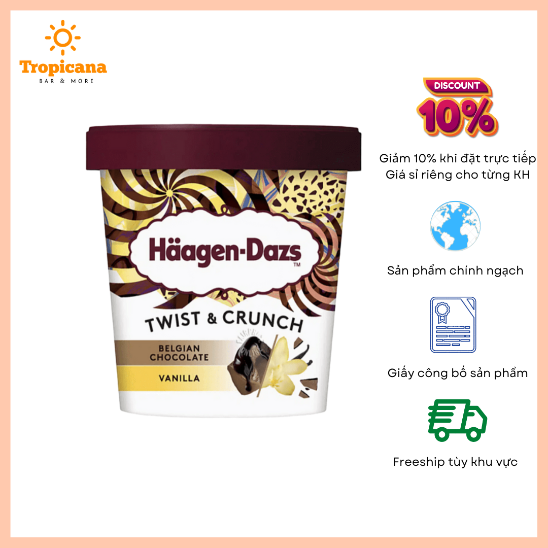  Kem Haagen-Dazs xoắn giòn vị SOCOLA Bỉ - Hộp 420ml 
