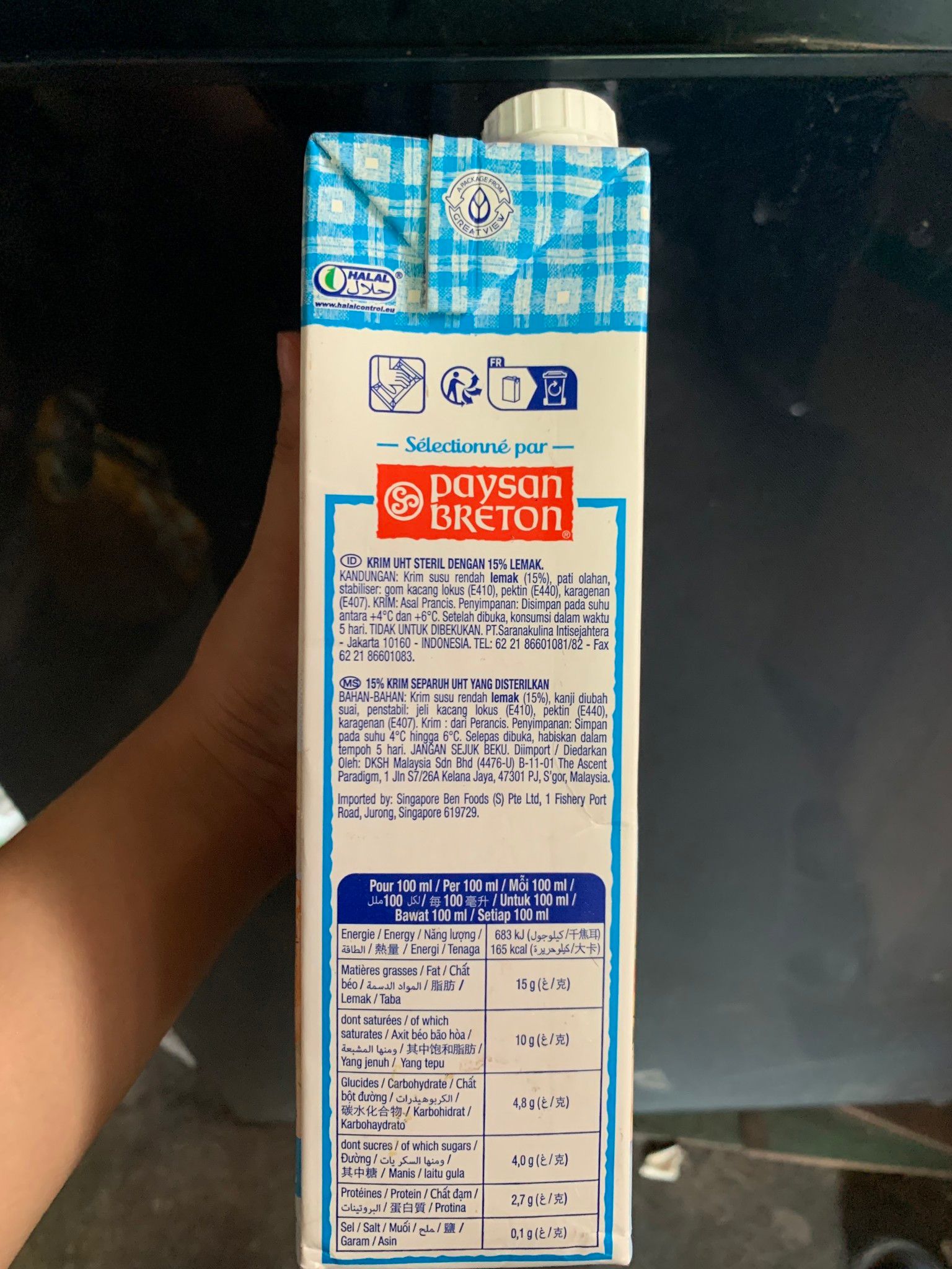  Kem Sữa Nấu Cooking cream Paysan Breton - Hộp 1L 