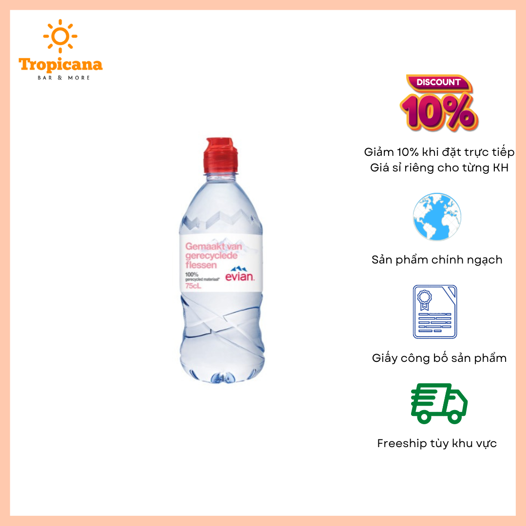  Nước khoáng đóng chai Evian - Chai nhựa 