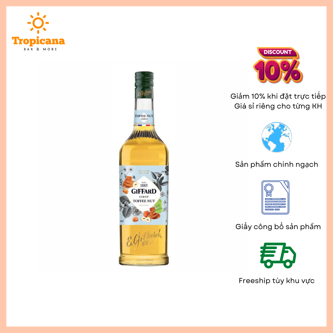  Syrup Giffard Kẹo hạt bơ 1 Lít - Toffee Nut Syrup 
