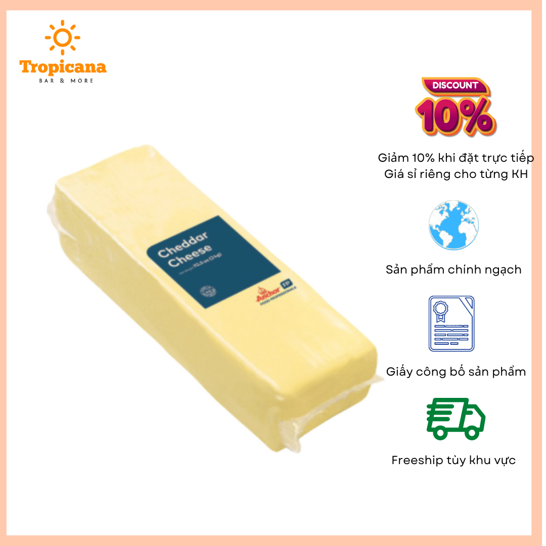  Phô mai Cheddar Anchor New Zealand - Khối 2kg 