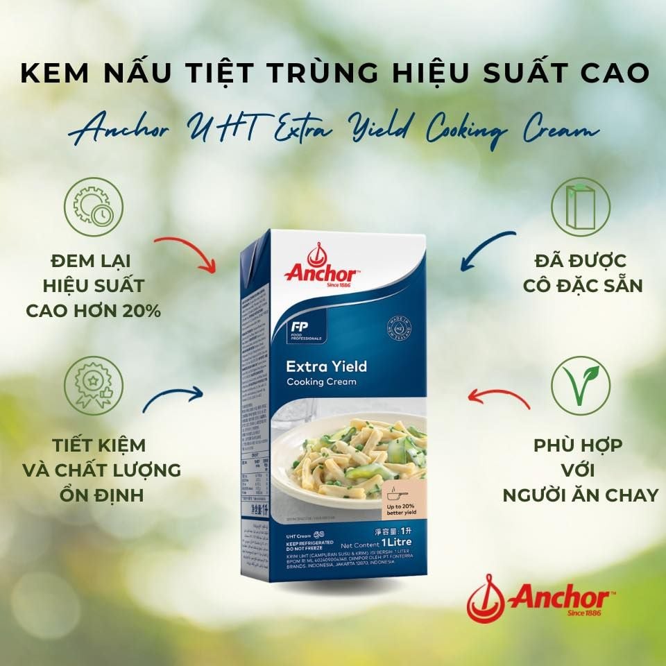  THÙNG Kem nấu Cooking Cream Anchor - Hộp 1L 
