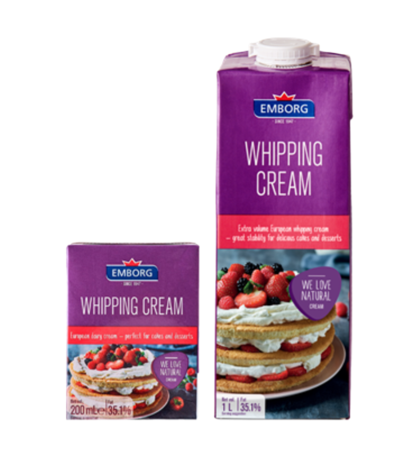  Whipping cream Emborg (35% FAT) - Hộp 1L & Hộp 200ml 