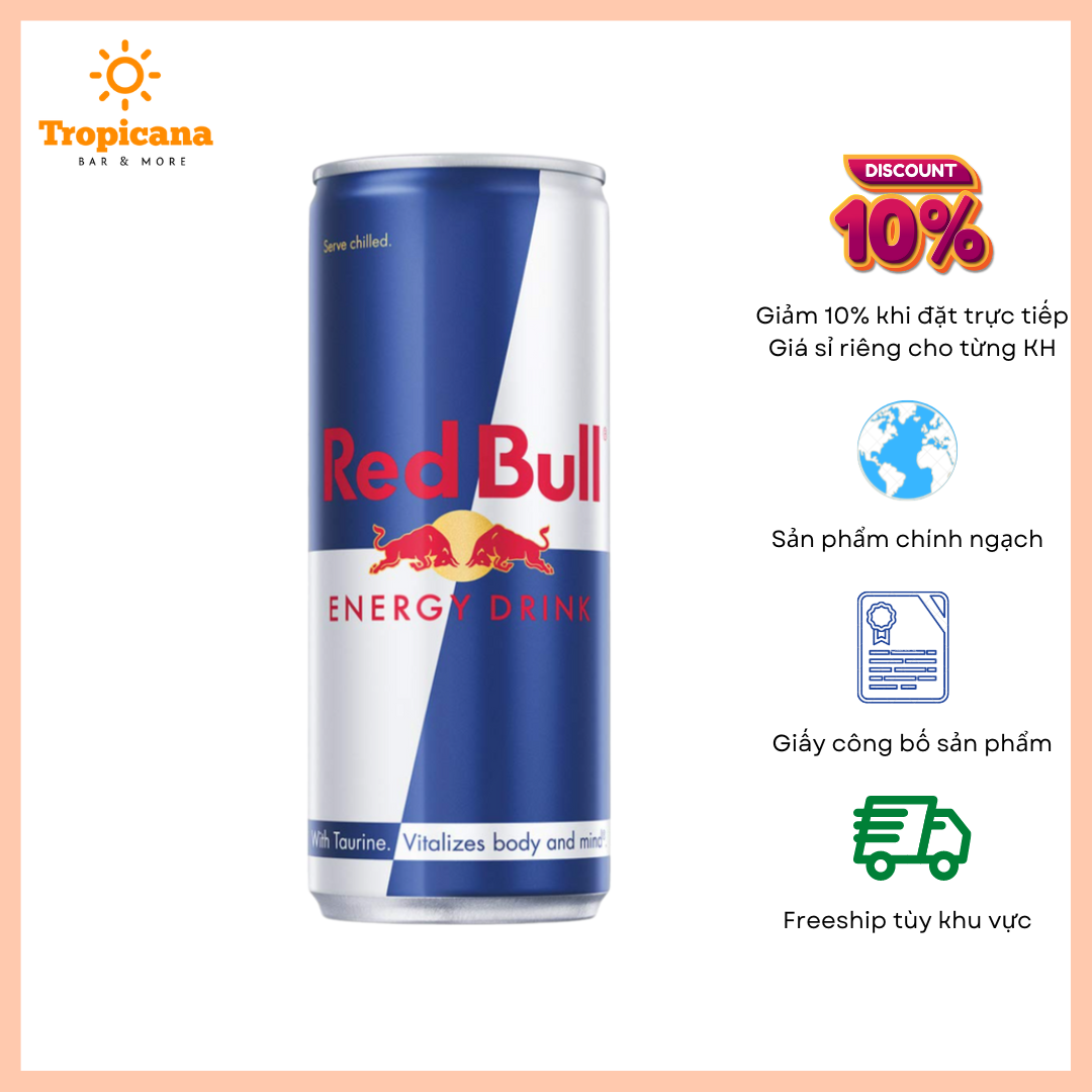  Nước uống tăng lực Redbull Energy Drink - Red Bull nhập khẩu 250ml 