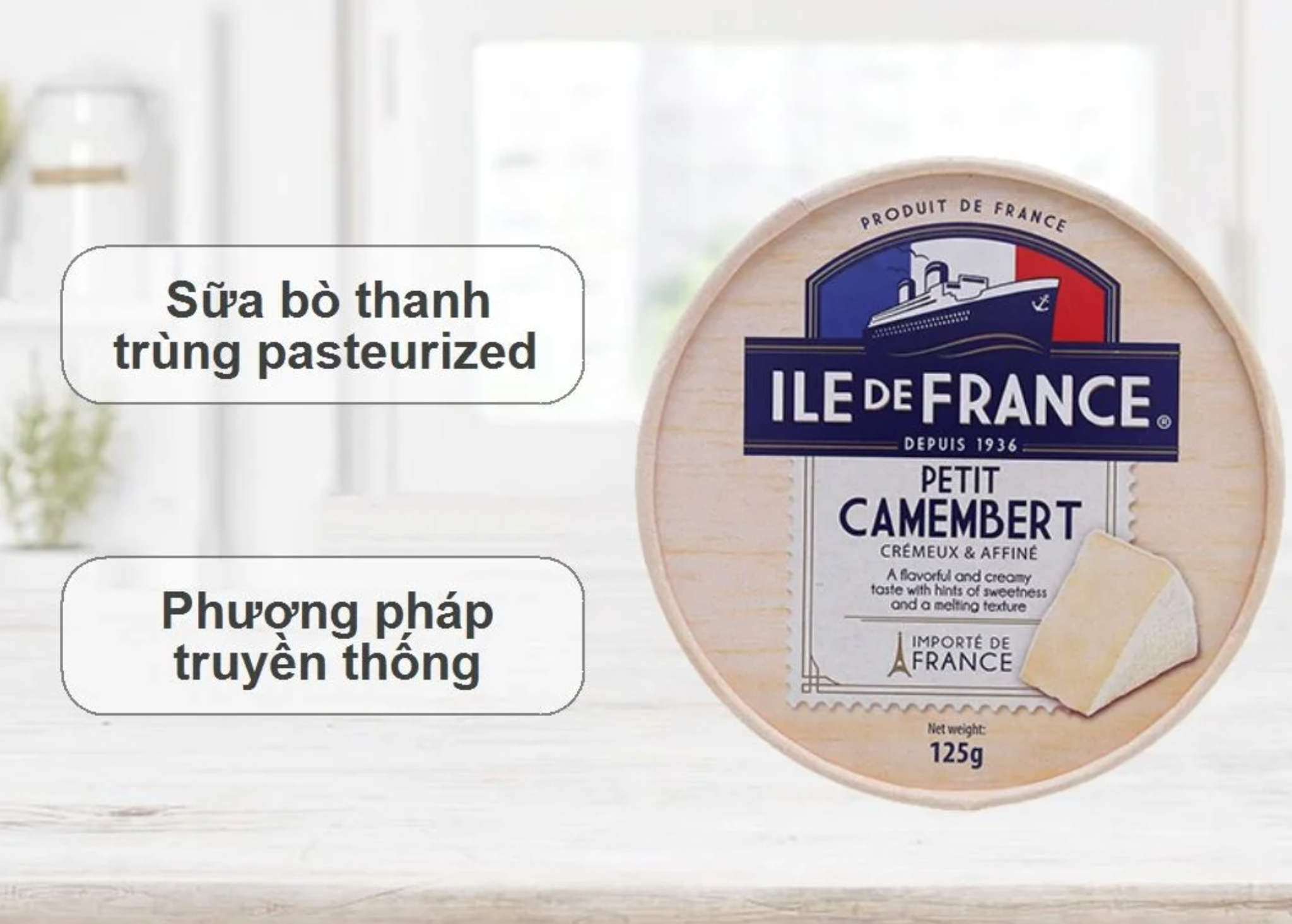  Phô mai Ile De France Petit Camembert - Hộp 125g 