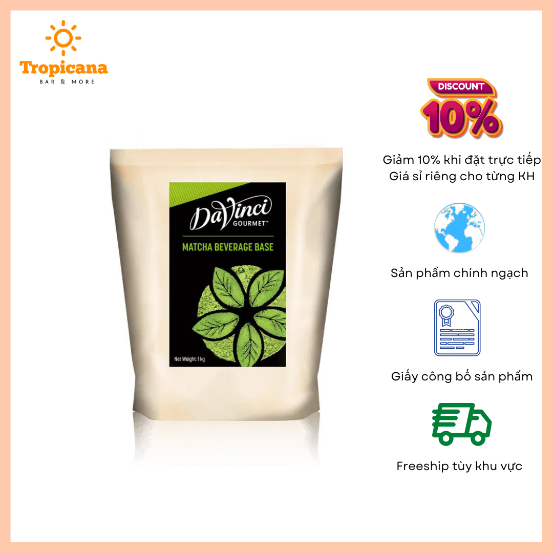  Bột trà xanh pha chế / Matcha Powder - Davinci Gourmet - Gói 1kg 