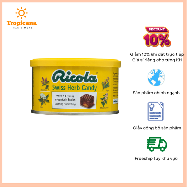  Kẹo thảo mộc Chanh & Bạc hà Ricola - Hộp 100gr 