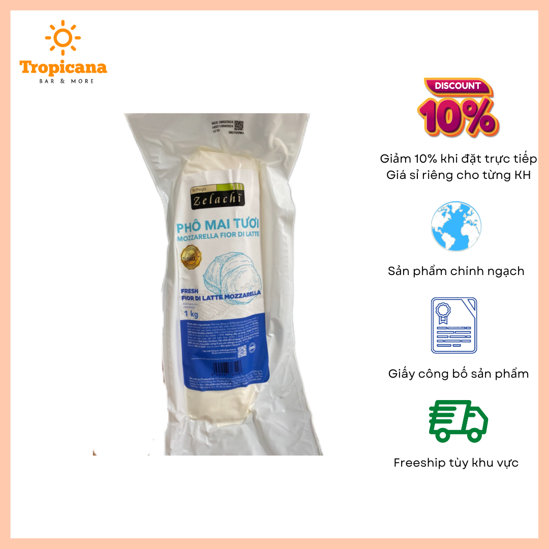  Phô mai tươi MOZZARELLA Fior Di Latte Bottega Zelachi 1kg 