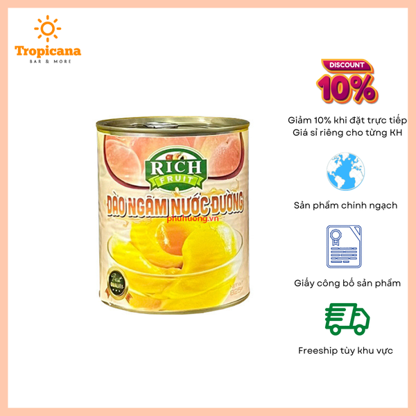  Đào Ngâm Rich - Lon 820Gr 