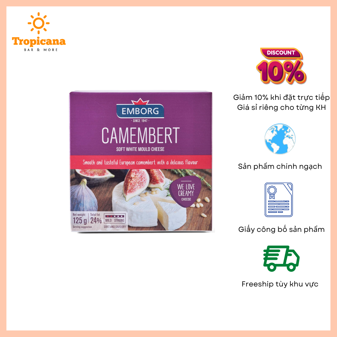  Phô mai Camembert Emborg - Hộp 125gr 
