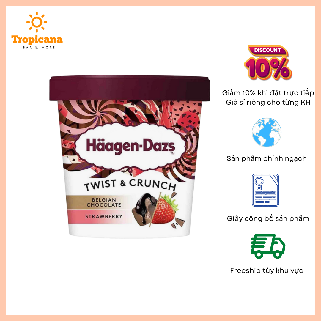  Kem Haagen-Dazs xoắn giòn vị SOCOLA Bỉ - Hộp 420ml 