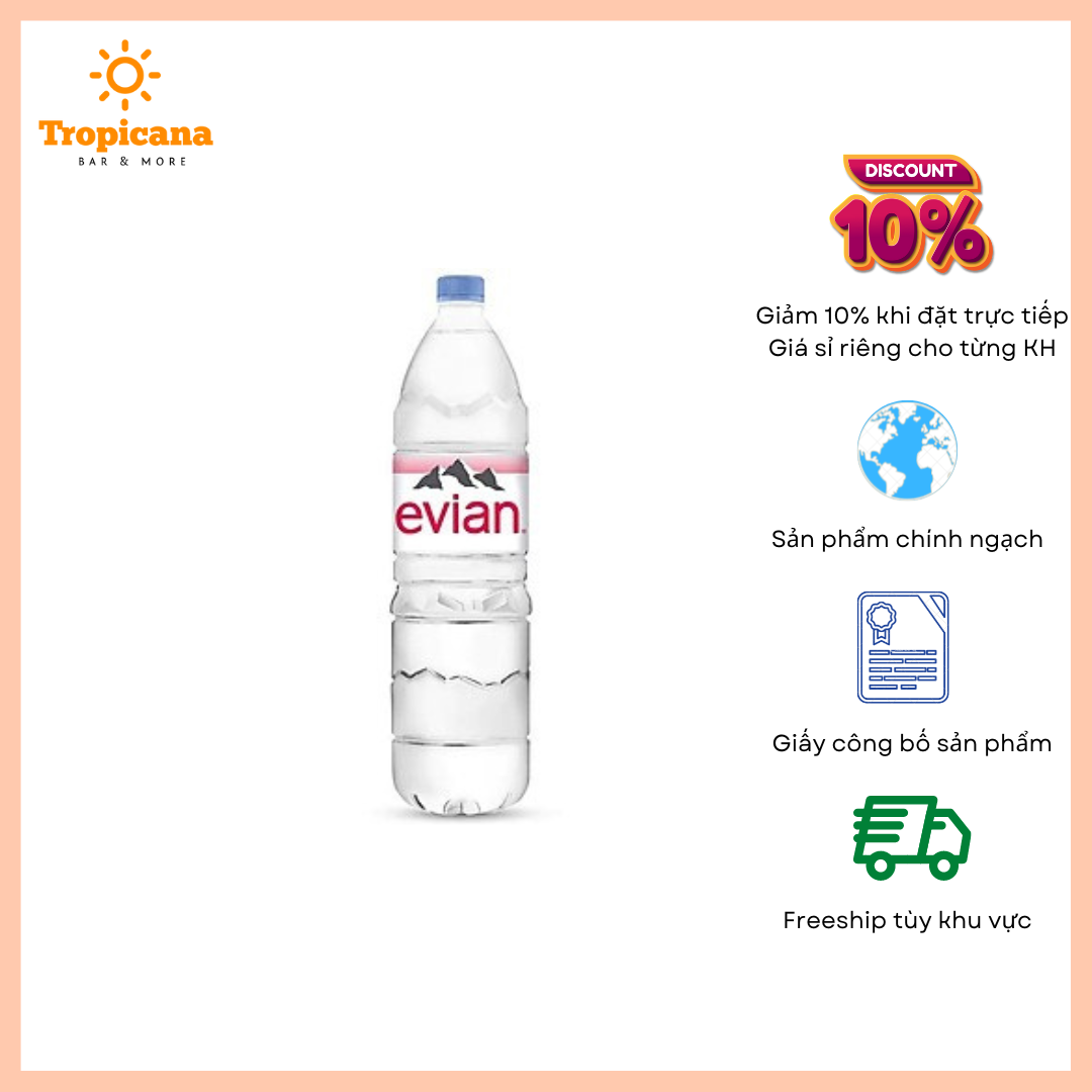  Nước khoáng đóng chai Evian - Chai nhựa 