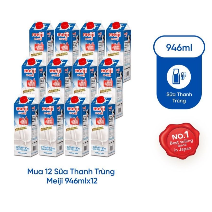  Sữa tươi thanh trùng MEIJI (xanh dương) - Hộp 946ml 