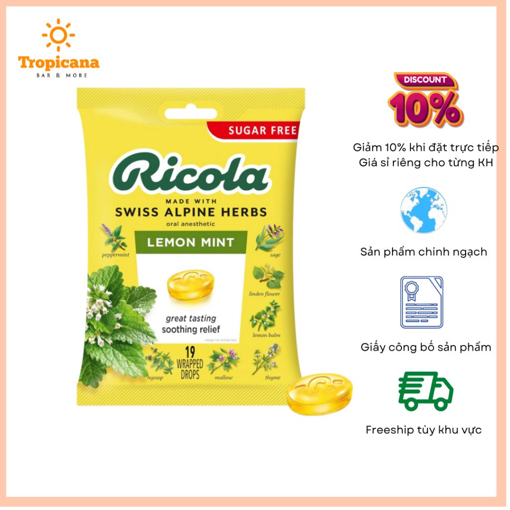  Kẹo thảo mộc Ricola - Hộp 40gr & Túi 17.5gr 