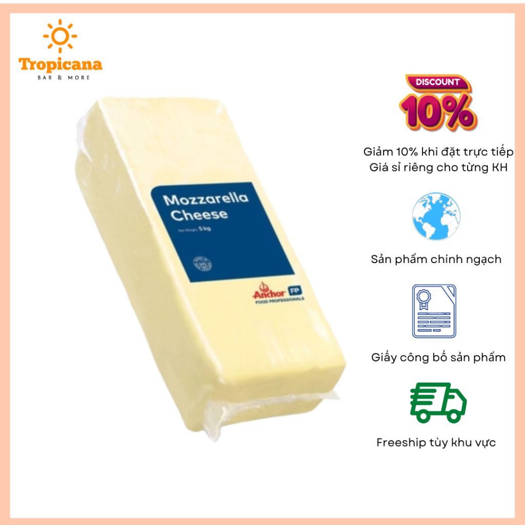  Phô Mai Mozzarella Anchor - Khối 5kg 