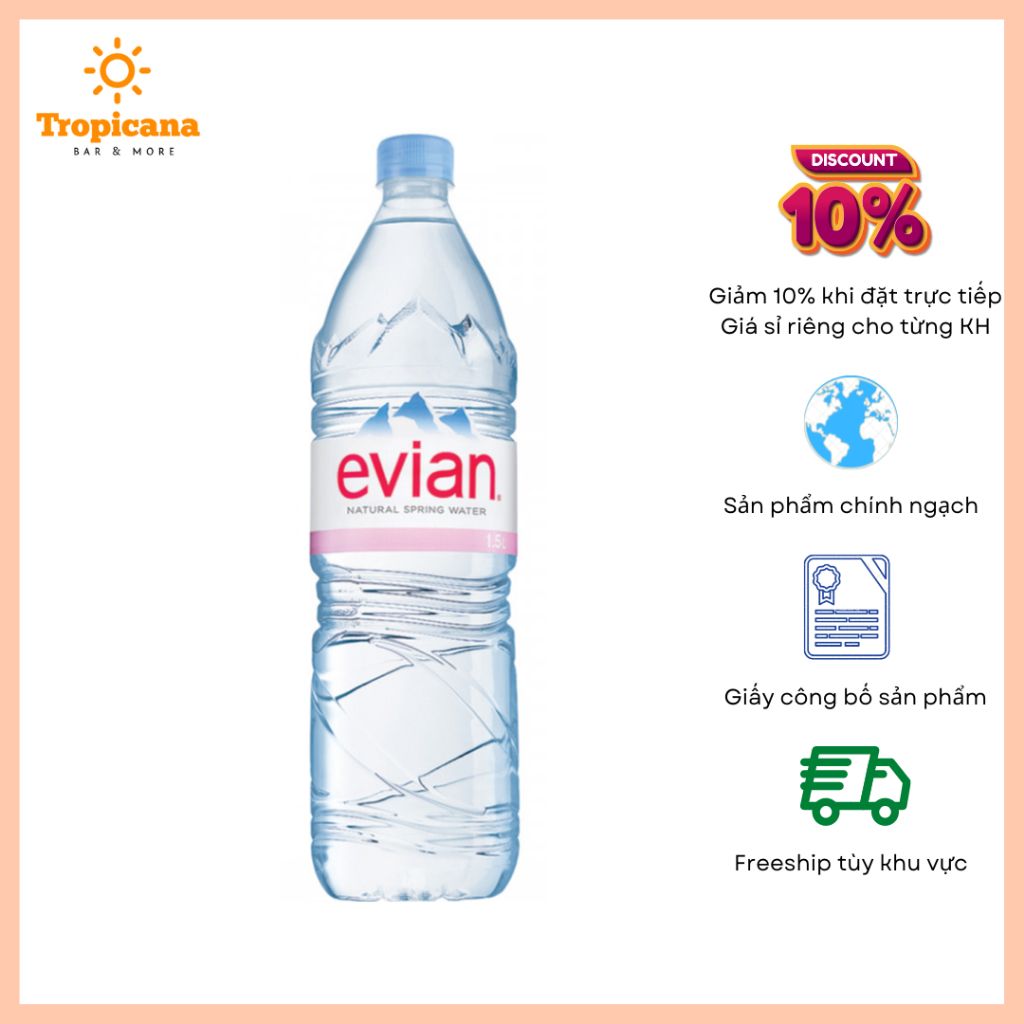  THÙNG Nước khoáng Pháp Evian các loại - Chai PET 1L 