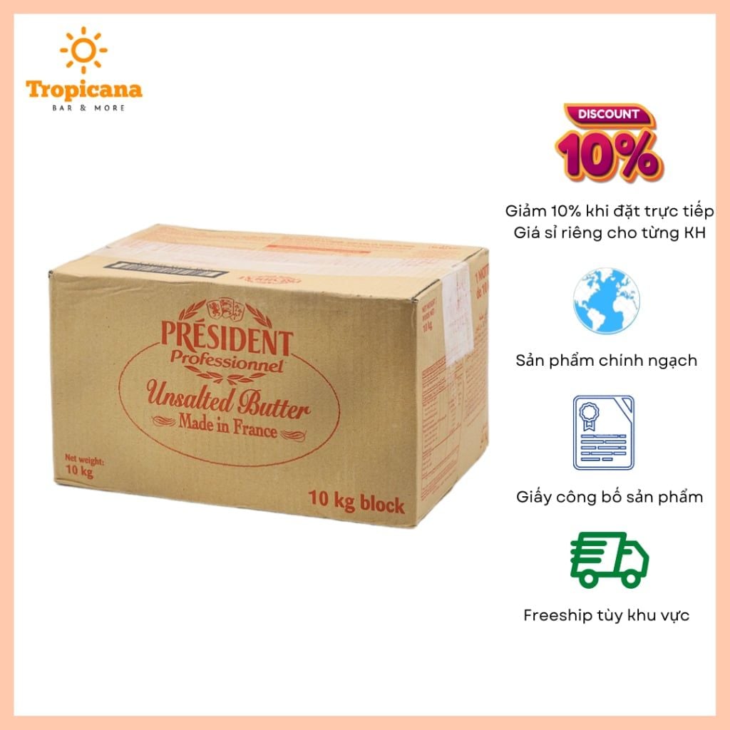  Bơ lạt President nguyên thùng 10kg 