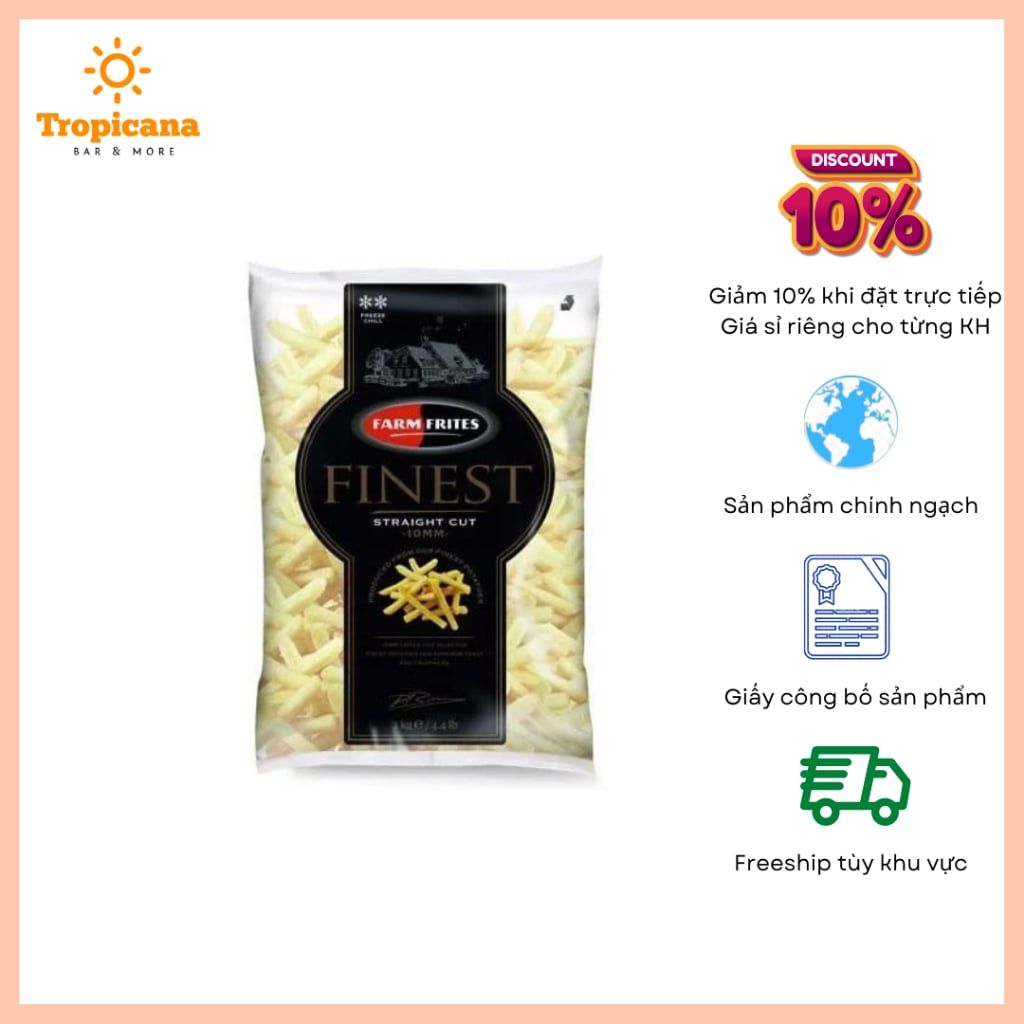 Khoai Tây Cắt Thẳng Farm Frites Finest 10Mm - Gói 2kg 