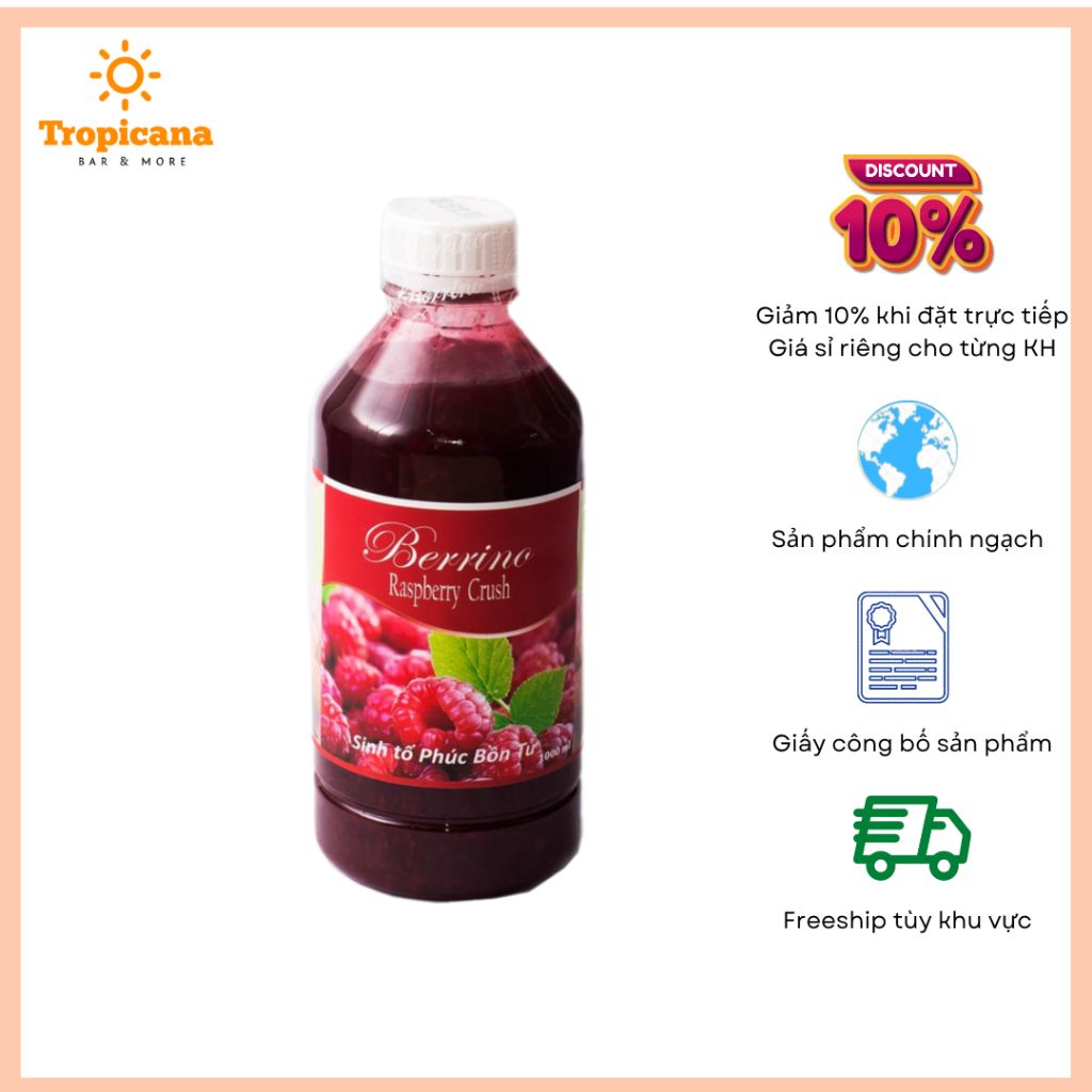  Sinh tố Berrino Phúc Bồn Tử - Chai 1L 