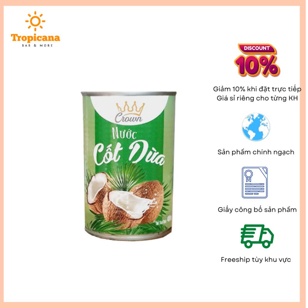  Nước Cốt Dừa Crown - Lon 400ml 