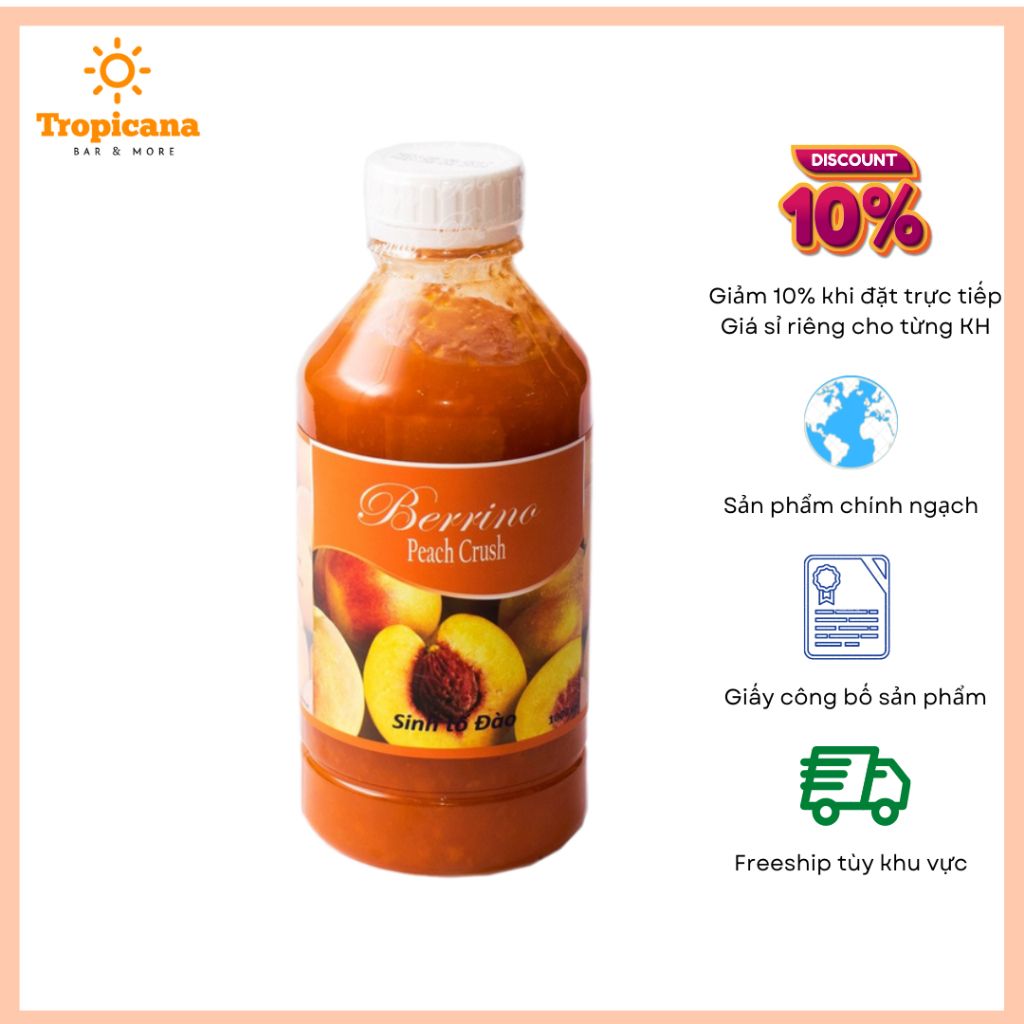  Sinh tố Berrino Đào - Chai 1L 