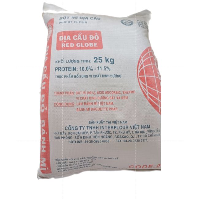  Bột mì Địa cầu đỏ Protein 10-11.5% - Bao 25kg - Có thể gửi chành ngoài để giảm ship 