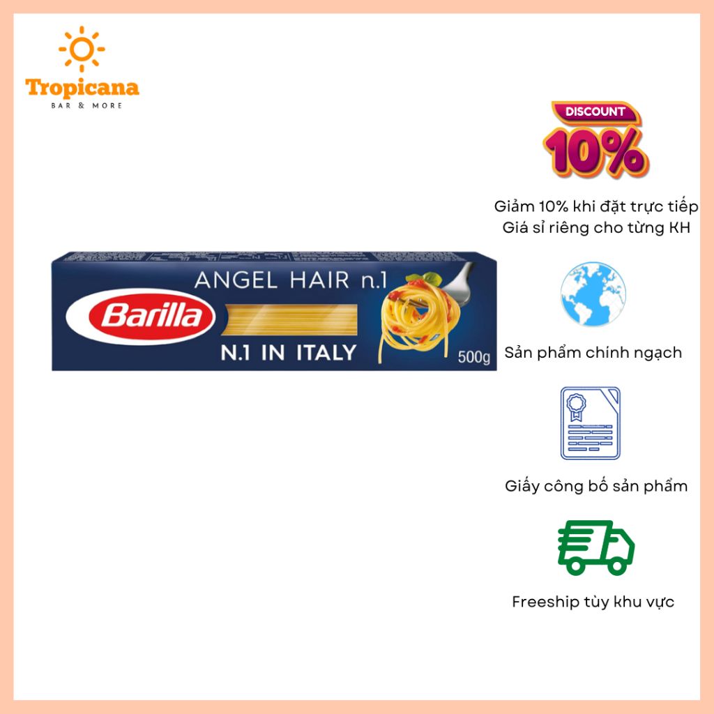  Mì Barilla Pasta - No 3 & No.5 - Hộp 500gr 