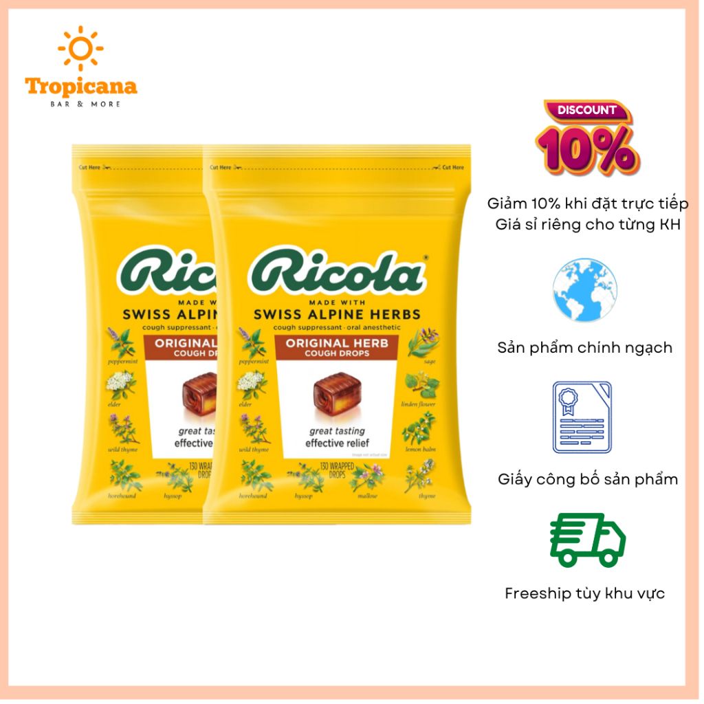 Kẹo thảo mộc Ricola - Hộp 40gr & Túi 17.5gr 