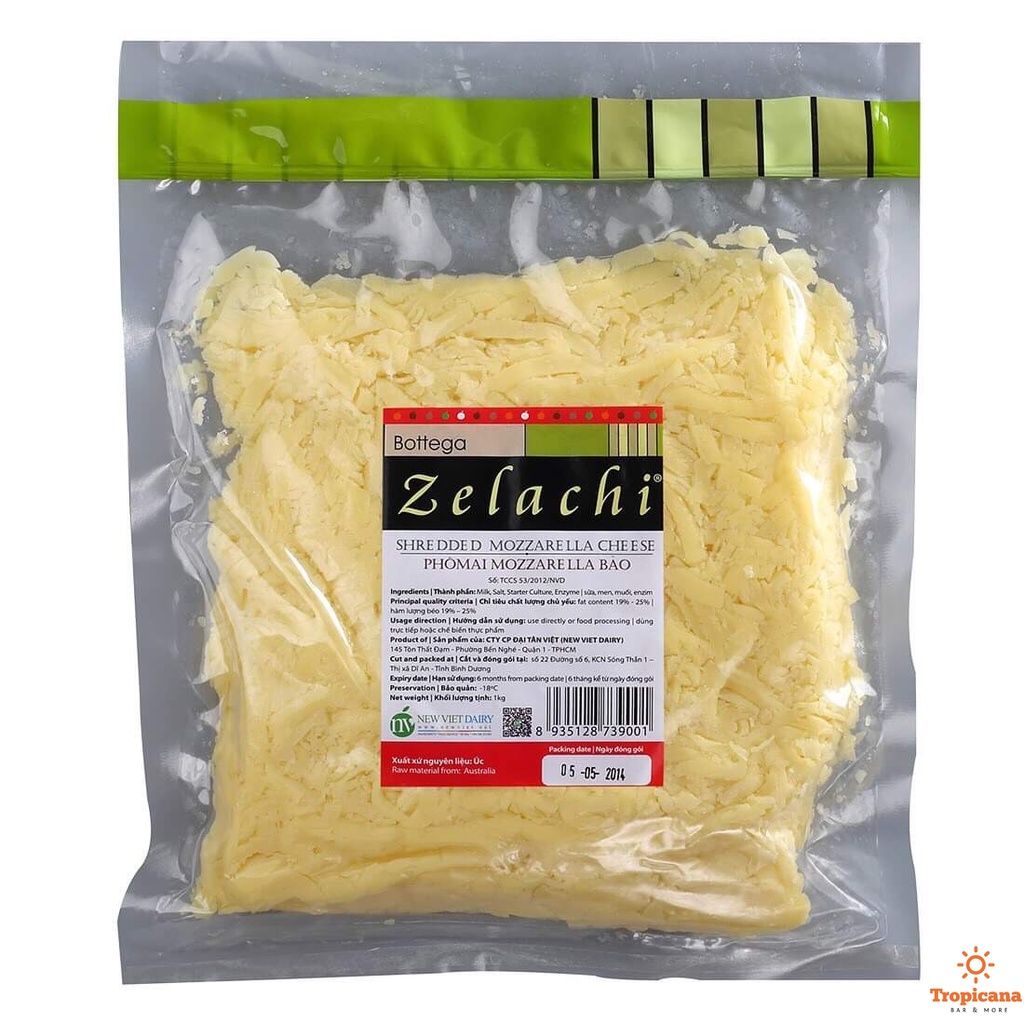  Phô mai Mozzarella bào Bottega Zelachi - 1kg 