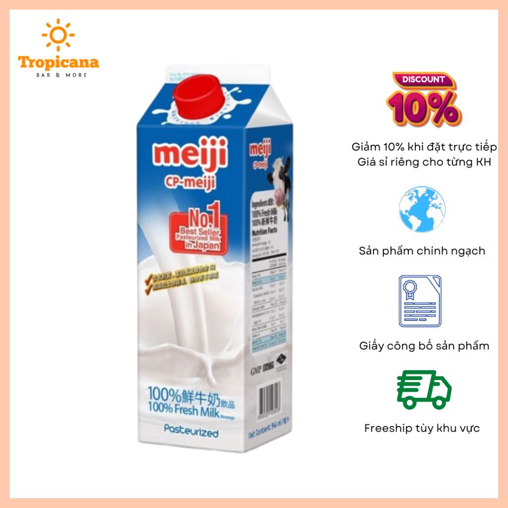  Sữa tươi thanh trùng MEIJI (xanh dương) - Hộp 946ml 